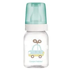 Canpol babies Lahev skleněná s úzkým hrdlem TOYS 120ml - modrá