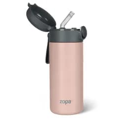 ZOPA Termoska na tekutiny s brčkem a silikonovým držákem 350 ml - Candy pink