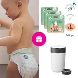 Moomin Baby 3 Midi 5–8 kg (144 ks), měsíční balení eko plen + koš ZDARMA
