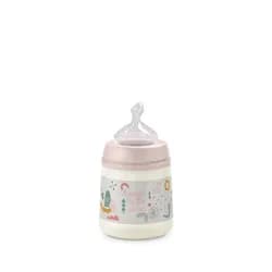 Suavinex Kojenecká láhev (M) Walk anatomická silikon 150ml - růžová