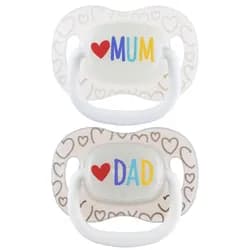 Canpol babies Dudlík svítící silikonový symetrický LOVE MUM&DAD 0-6m 2ks