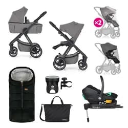 PETITE&MARS Kočárek kombinovaný ICON 2v1 Dove Grey XXL RWS + Core Pro i-Size Black Grey + Báze - PETITE&MARS Kočárek kombinovaný ICON 2v1 Dove Grey XXL RWS + Core Pro i-Size Black Grey + Báze