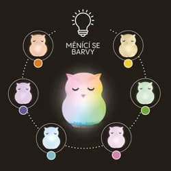 ZOPA Silikonová LED noční lampička s hudbou vel. L - Owl