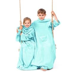 Restilo Dětská deka s rukávy DecoKing Lazy tyrkysová, velikost 90x105