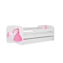 Kocot kids Dětská postel Babydreams princezna a poník bílá, varianta 80x180, se šuplíky, s matrací
