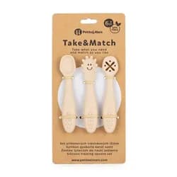 Petite&Mars Set 3ks silikonových tréninkových lžiček Take&Match 6m+ - Desert Sand