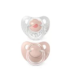 Suavinex Dudlík anatomický silikon 0/6m 2 ks BIRDIES - růžový