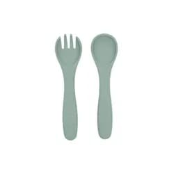 KikkaBoo Příbor 2-dílný Platinum Silicone Sage