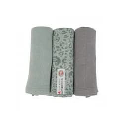 LODGER Swaddler Flower Tribe 3balení 70 x 70 cm Silt Green