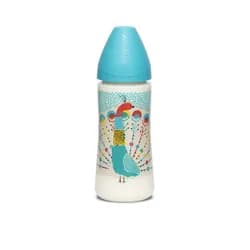 LÁHEV Kulatá savička SILIKON 360 ml - MODRÝ PÁV