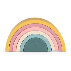 Petite&Mars Hračka silikonová skládací Rainbow 12m+ - Intense Ochre