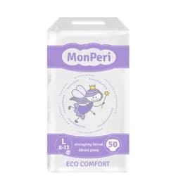 MonPeri Eco Comfort L 8-13 kg - 50ks EKO Jednorázové dětské plenky (velikost 4)