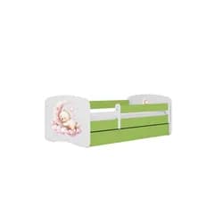 Kocot kids Dětská postel Babydreams medvídek zelená, varianta 80x180, se šuplíky, s matrací