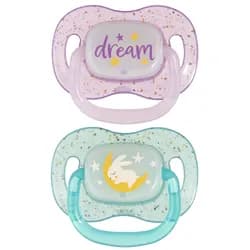 Canpol babies Dudlík svítící silikonový symetrický NIGHTGLOW 0-6m 2ks holka