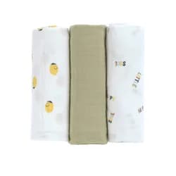 Lässig BABIES Swaddle Burp blanket 85x85 Happy Fruits lemon