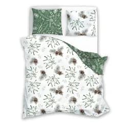 Faro Vánoční bavlněné povlečení Scandic 083 140x200 cm + 70x90 cm bílé/zelené