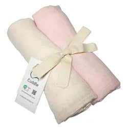 PREM Dětské bavlněné látkové / mušelínové pleny MUŠELÍN cream+pink, smetanová a růžová, 130g/m2, 70x70cm, 2 kusy v balení