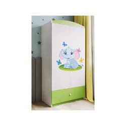 Kocot kids Dětská skříň Babydreams 90 cm slon s motýlky zelená