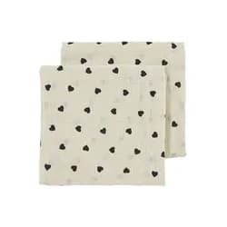 Meyco Mušelínové pleny Sweet heart 70x70 cm 2-balení - Soft sand/black