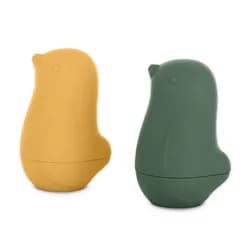 Petite&Mars Hračky silikonové do koupele Love birds 6m+ - Ochre Green