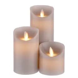 GLOWING FLAME LED Svíčka set 3 ks - šedá