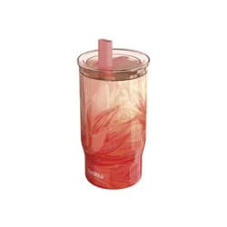 Quokka Nerezový termohrnek s brčkem Mist Peach Petals 720 ml