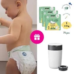 Moomin Baby 1 Newborn 2–5 kg (75 ks), měsíční balení eko plen + koš ZDARMA