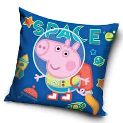 Carbotex dětský polštář PRASÁTKO PEPINA (PEPPA) TOMÍK MALÝ ASTRONAUT, modrý 40x40cm