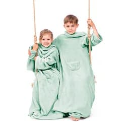 Restilo Dětská deka s rukávy DecoKing Lazy mátová, velikost 90x105